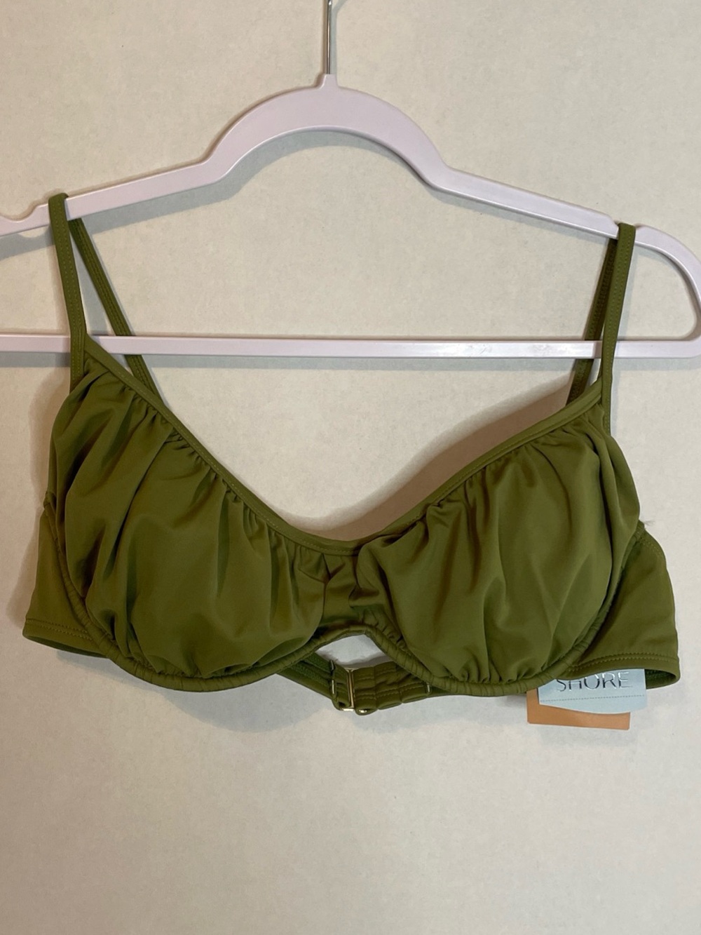 Shade & Shore Bikini Top, Green, Large (12-14) Women's Underwire Removable Pads